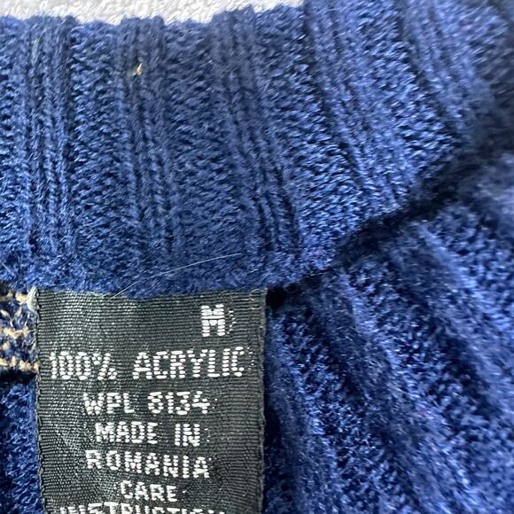 Vintage Andrew St. John Sweater Women size Medium Christmas Snowflake Blue - Picture 5 of 6